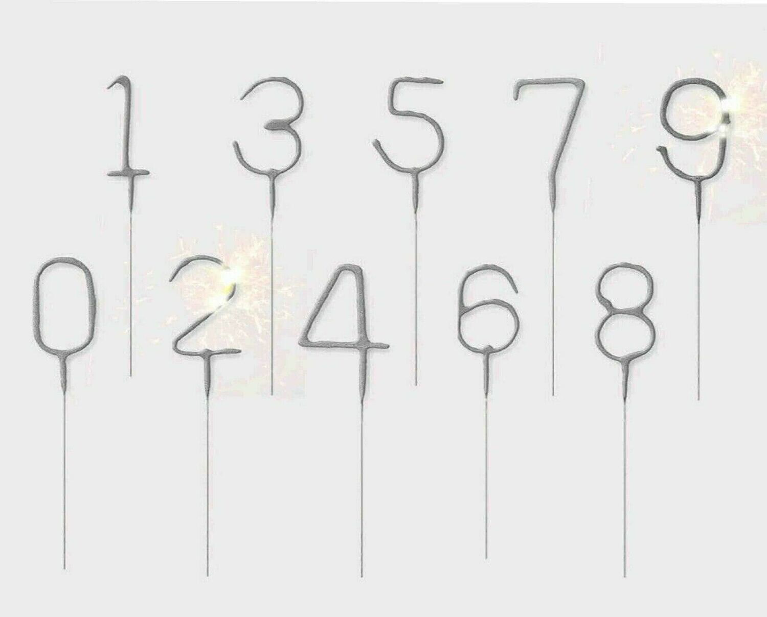 Silver Number  Sparkler Candle