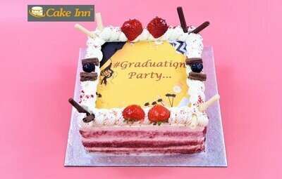 Red Velvet Strawberry's On Top Naked Graduation Cake RV431