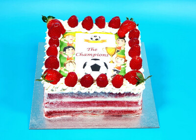 Naked Full Berries Red Velvet Football Theme Cake RV355