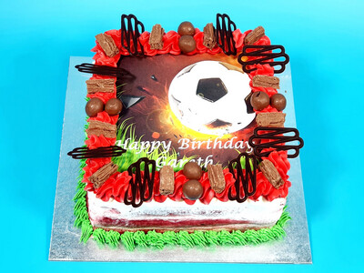 Naked Red Velvet With Maltesers On Top Football Theme Cake RV364
