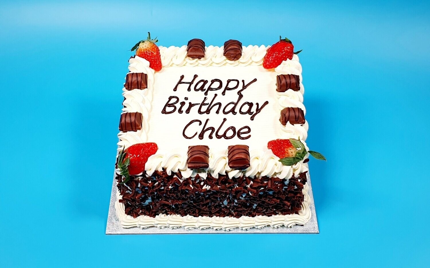 Kinder Bueno & Strawberry With Chocolate Curls On Side Birthday Cake S366