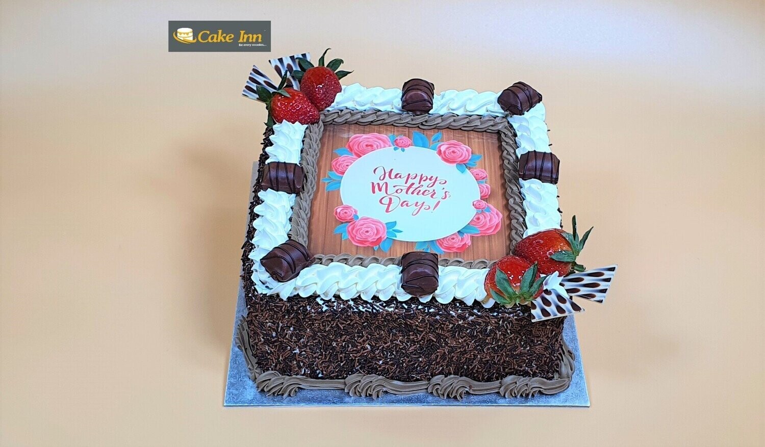 Kinder Bueno With Chocolate Sprinkle's On Side Mother's Day Cake