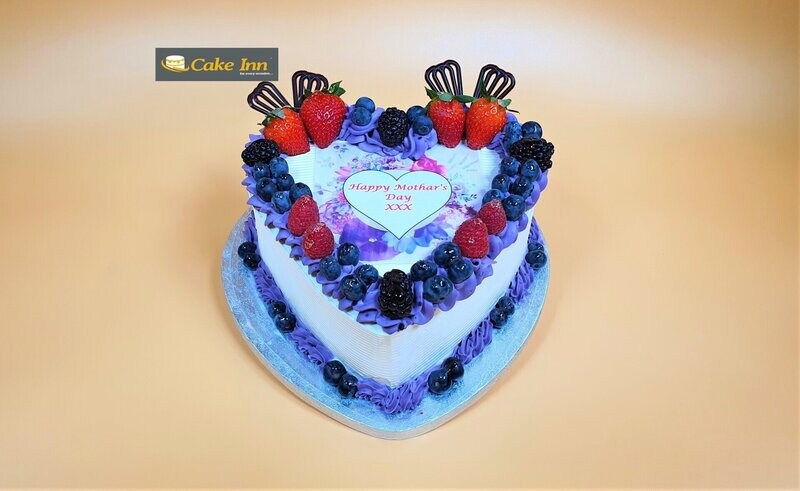 Full Berries Heart Shape Mother's Day Cake Full Berries Heart Shape Mother's Day Cake