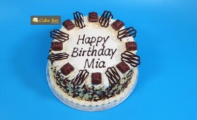 Kinder Bueno toppings With Chocolate Curls On Side Birthday Cake R91