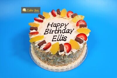 Fresh Fruit & Chocolate Flake With Nuts On Side Birthday Cake R21