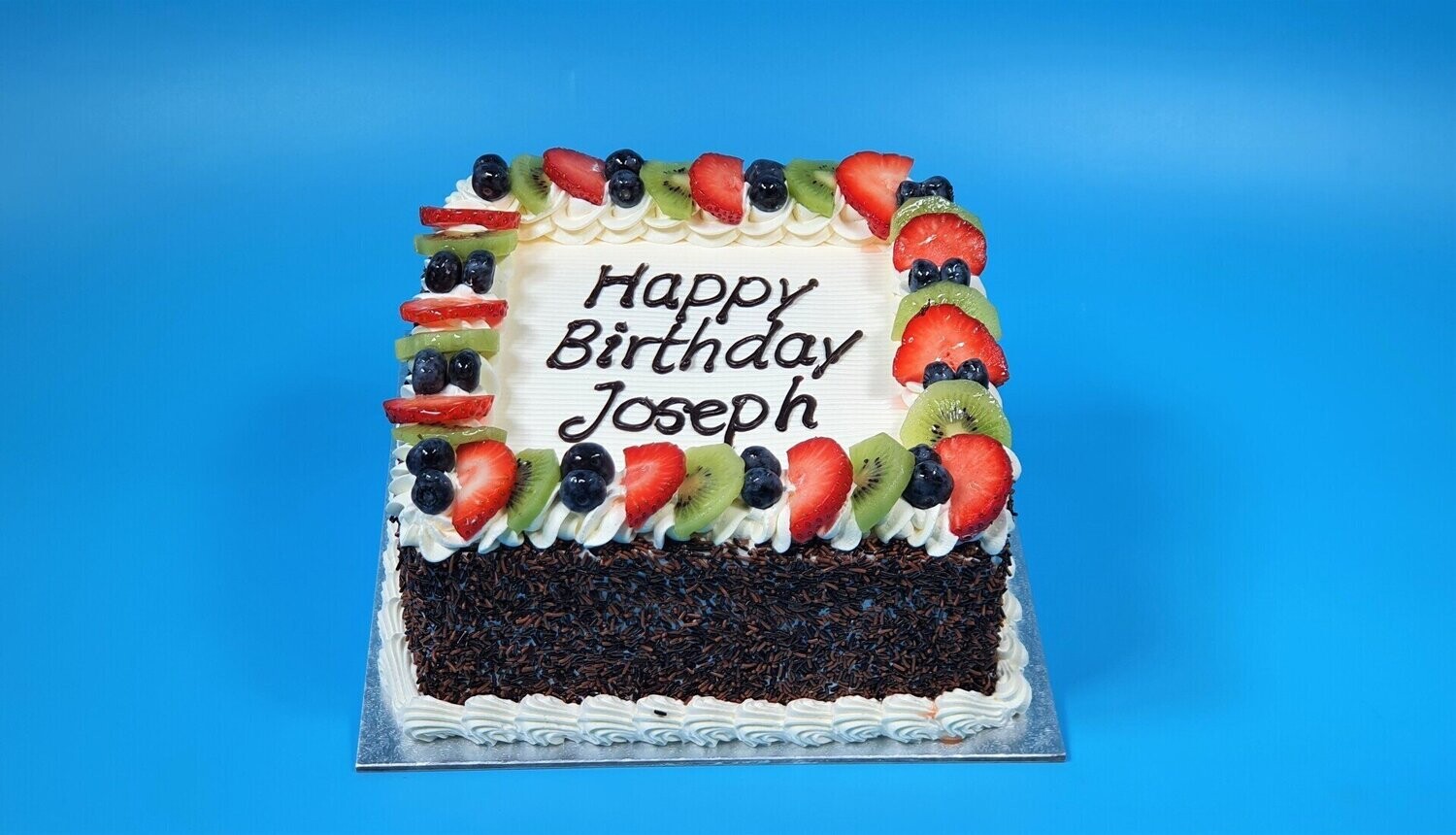 Fresh Fruit With Sprinkles On Side Birthday Cake S208