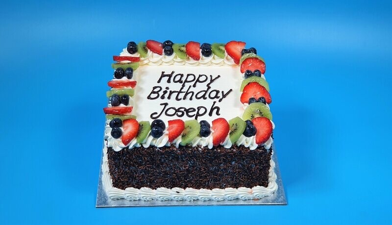 Fresh Fruit With Sprinkles On Side Birthday Cake S208