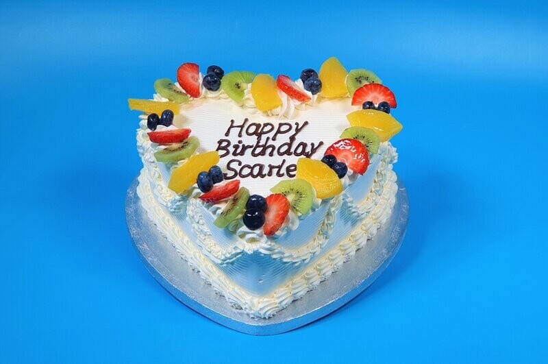 Fresh Fruit Heart Celebration Cake