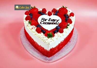 Full Berries With Red Velvet Crumbs On Side Red Velvet Heart Cake RV938