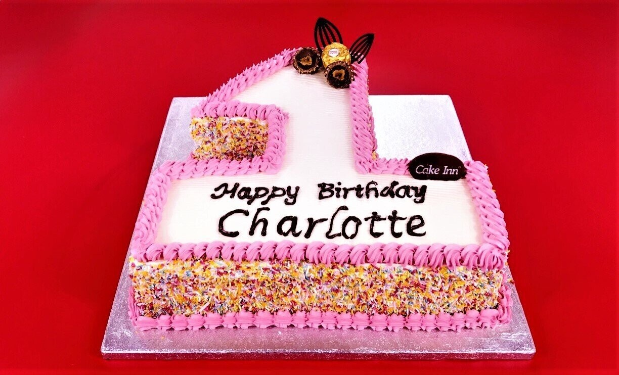 Ferrero Number Shape With Mix Sprinkles On Side Birthday Cake N503