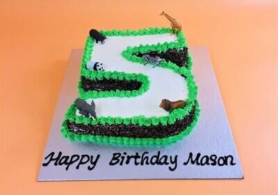 Safari Animal Number shape Birthday Cake N526