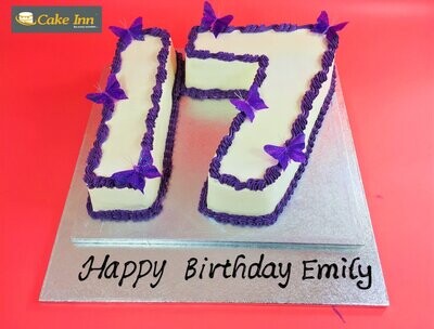 Purple Butterfly Number Birthday Cake N527