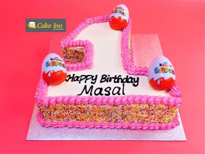 Kinder Surprise Number Shape With Mix Sprinkles On Side Birthday Cake N528