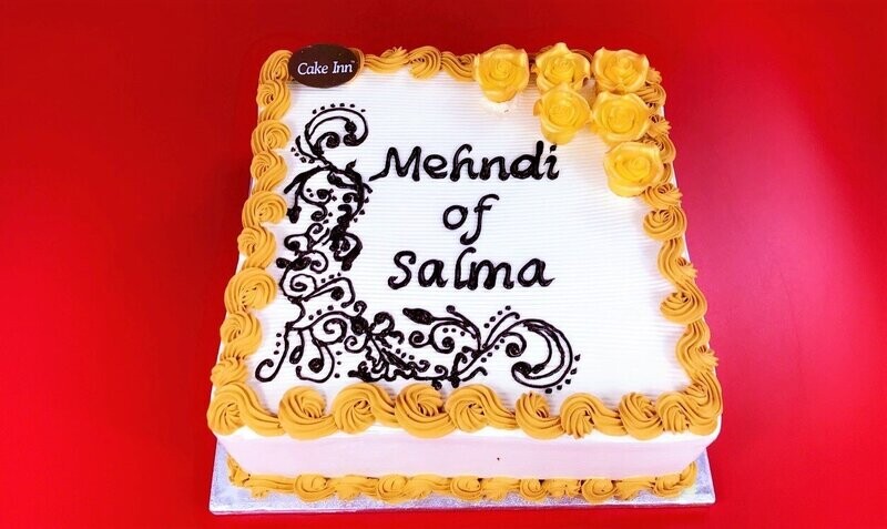 Gold Flowers Mehndi Cake