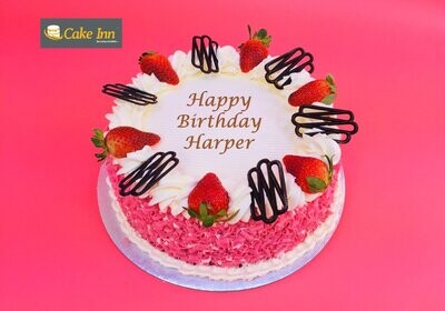 Full Strawberry With Strawberry Curls On Side Birthday Cake R90