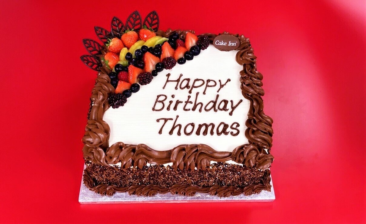 Fresh Fruit & Chocolate With Sprinkles On Side Birthday Cake S239