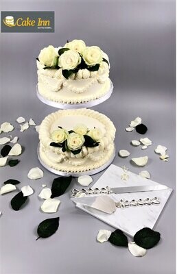 White Flowers 2-Tier Wedding Cake