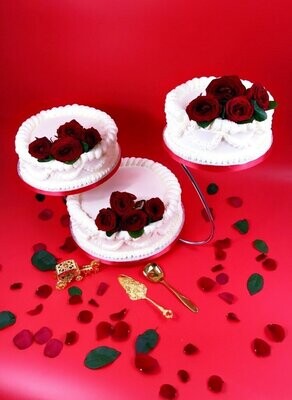 Red Flowers 3-Tier Wedding Cake