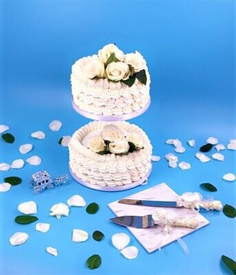 White Flowers 2-Tier Wedding Cake