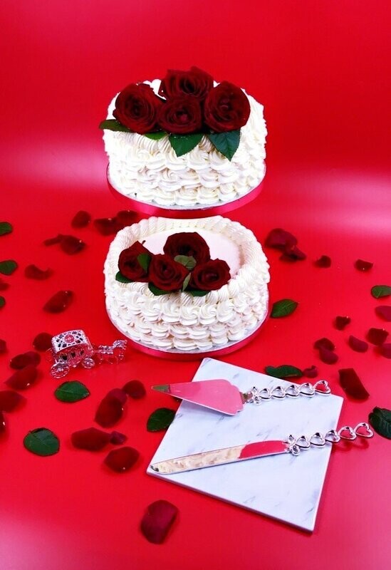 Red Flowers 2-Tier Wedding Cake