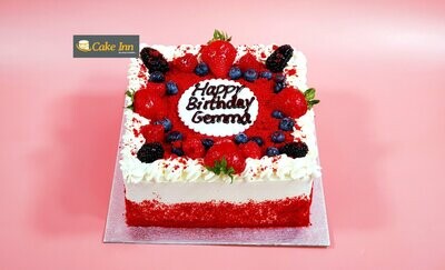 Full Berries With Crumbs On Side & Top Red velvet Cake RV371