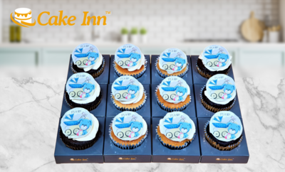 Blue Theme Baby Shower Cupcakes