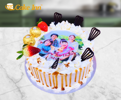 Caramel Photo Birthday Cake