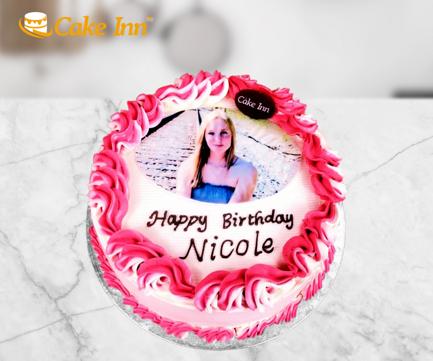 Pink Photo Birthday Cake P476