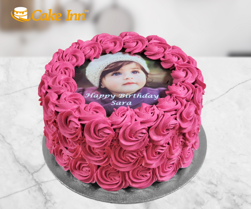 Full Flowers Photo Birthday Cake