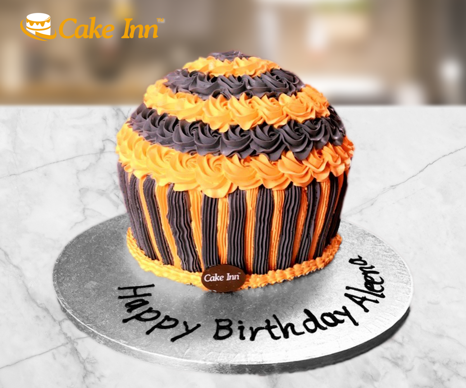 Orange & Grey Giant Birthday Cupcake