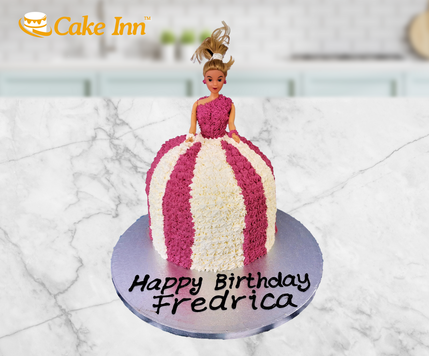 White & Pink Doll Cake