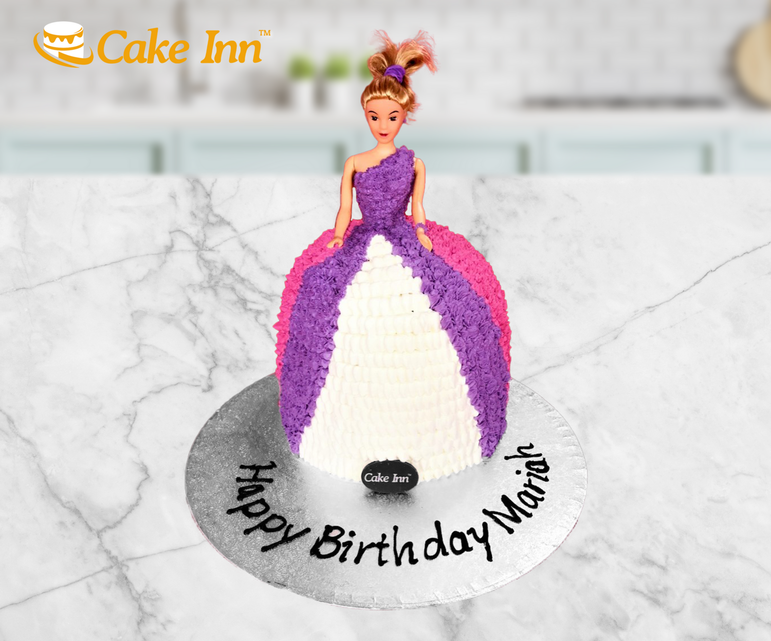 Pink & Purple Doll Shape Birthday Cake