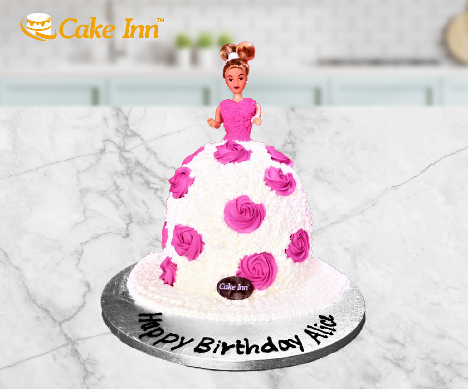 White & Pink Doll Cake