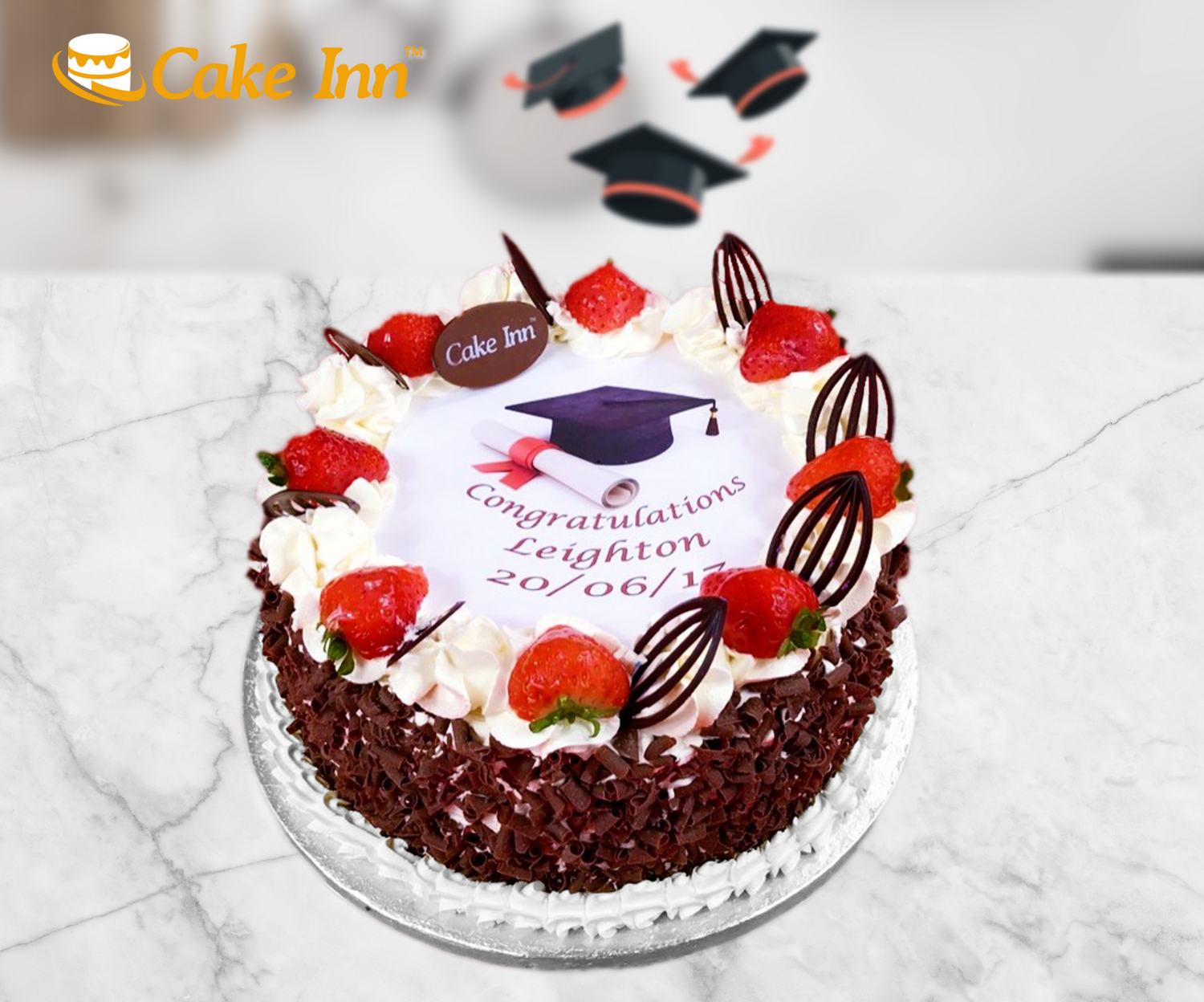 Strawberry Graduation Cake