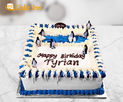 Penguin Topper Kids Birthday Cake