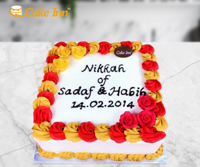 Gold & Red Flowers Mehndi Cake