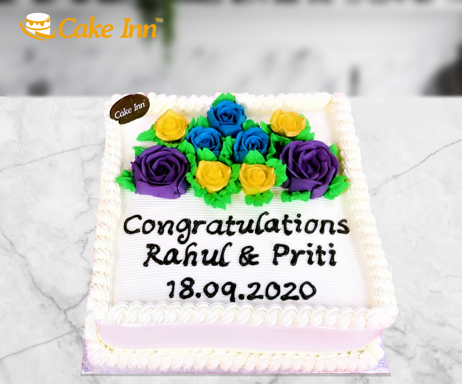 Colourful Flowers Mehndi Cake