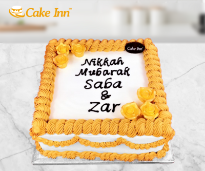 Gold Flowers Mehndi Cake