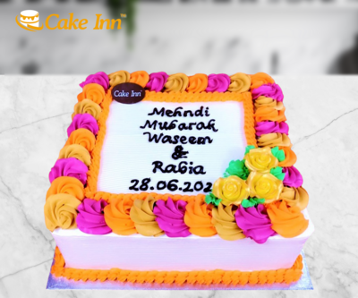 Colourful Flower Mehndi Cake