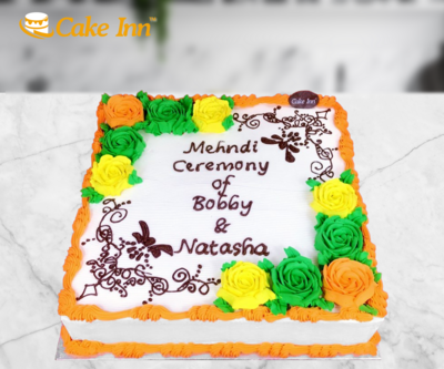 Colourful Flowers Mehndi Cake