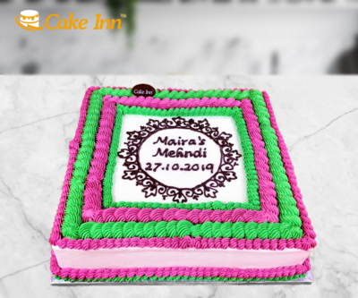 Pink & Green Mehndi Cake