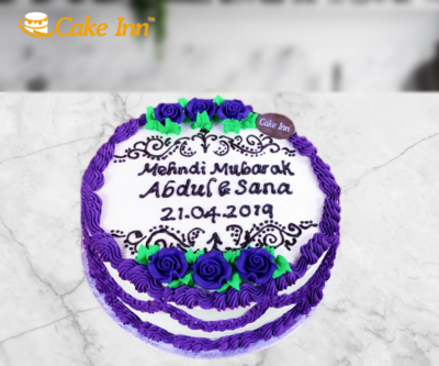 Purple Flowers Mehndi Cake