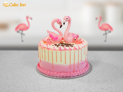 Luxury Flamingo Family Cake