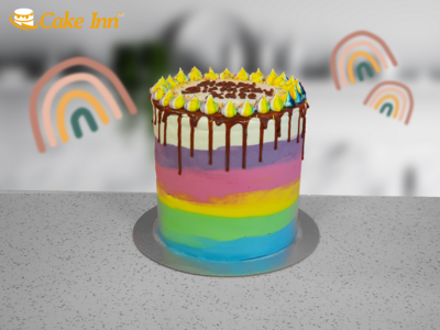 Tall 6 Layers Rainbow Unicorn Poop Cake