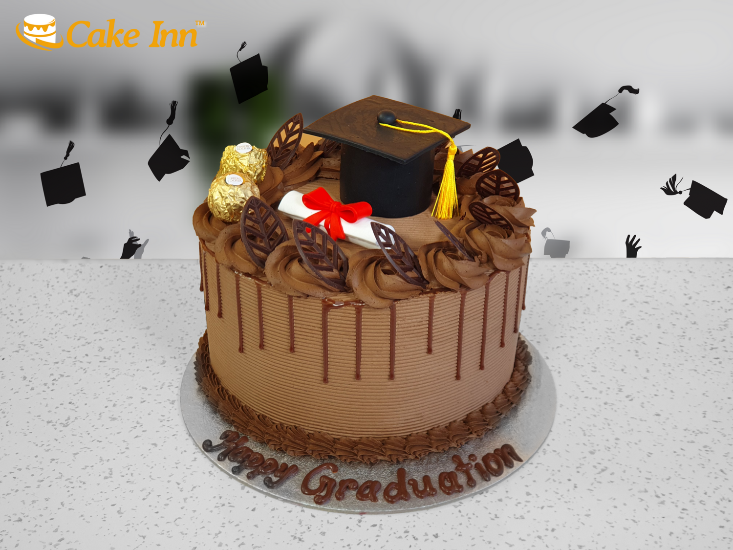 Luxury Chocolate Dulux Graduation Hat & Scroll Cake