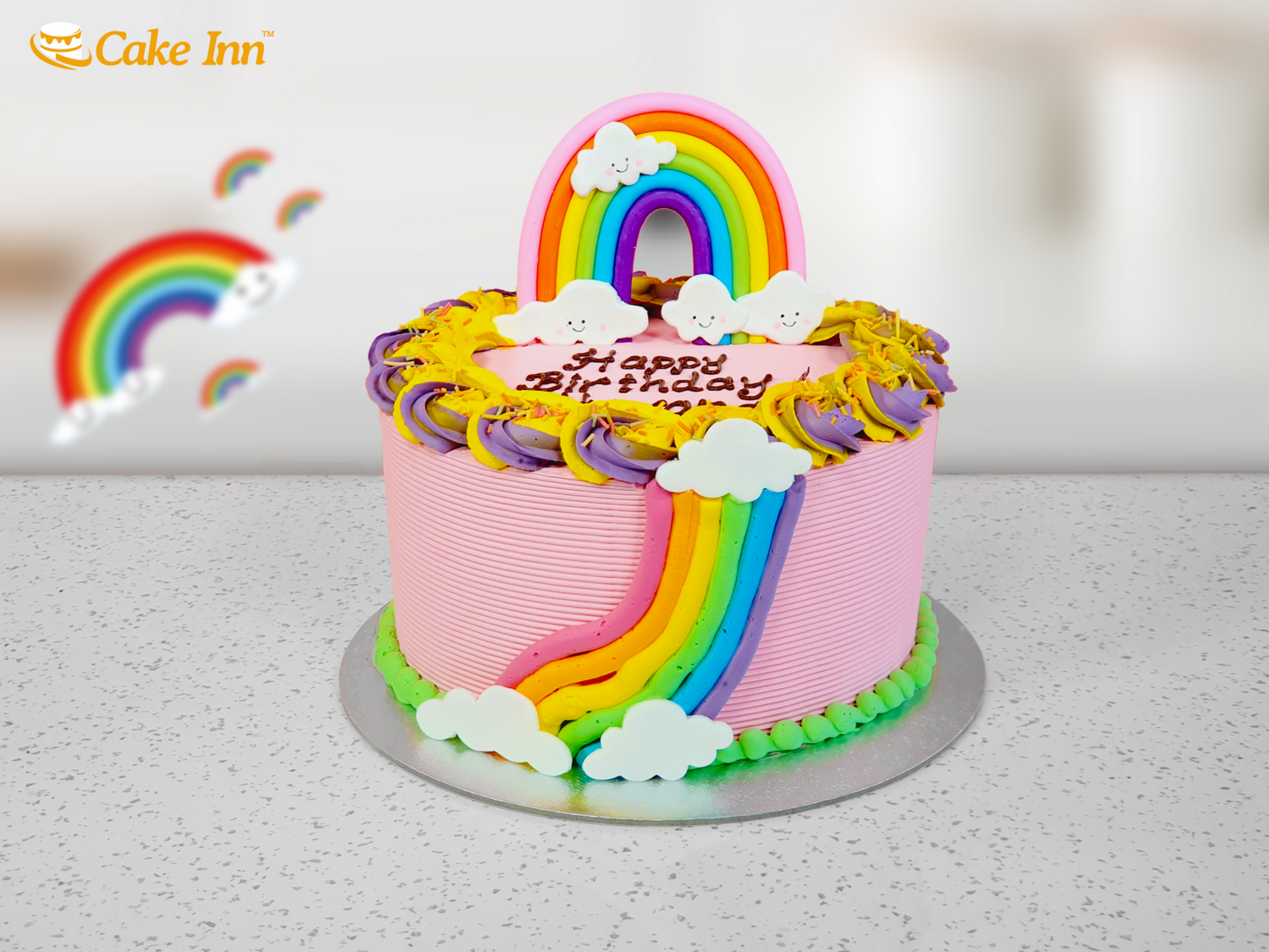 Blue Twin Rainbow Cake | Order Cake for Twins - Kukkr Cakes