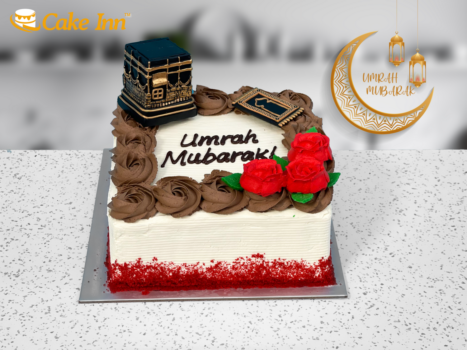 Umrah & Hajj Mubarak Red Velvet cake