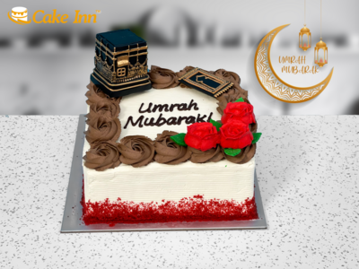 Umrah & Hajj Mubarak Red Velvet cake