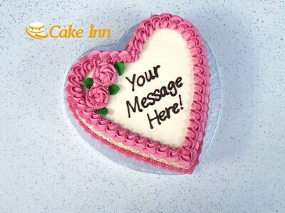 Pink Flowers & Sprinkles On Side Heart Celebration Cake