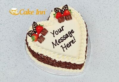 Strawberry | Bueno & Chocolate Curls On Side Heart Celebration Cake